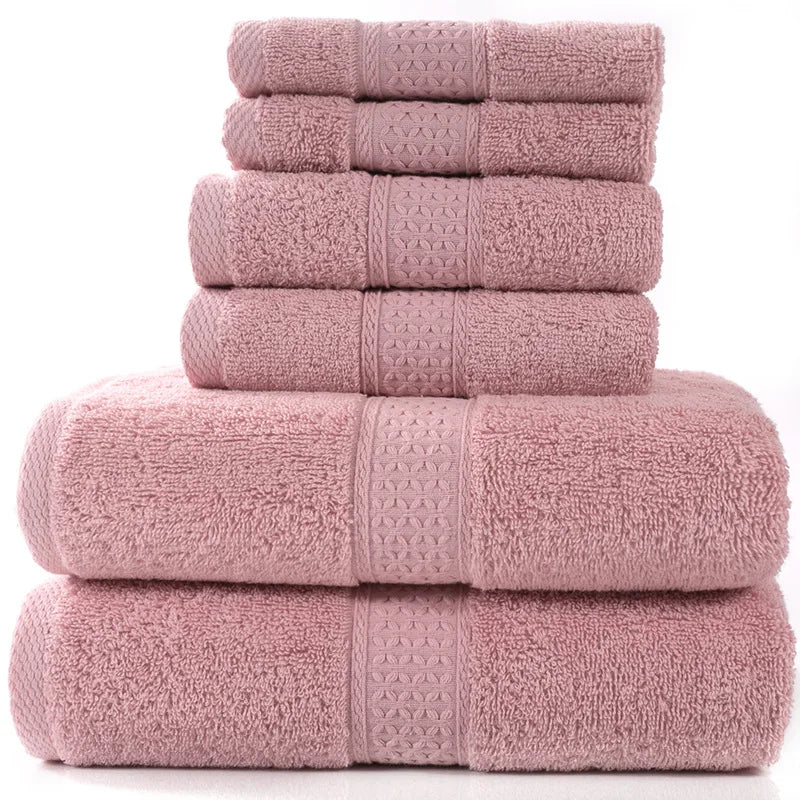 100% Turkish Cotton Quick-Dry Soft Woven Highly Absorbent Hotel Face Hand Bath Towel 6 Piece Gift Towel Set for Bathroom