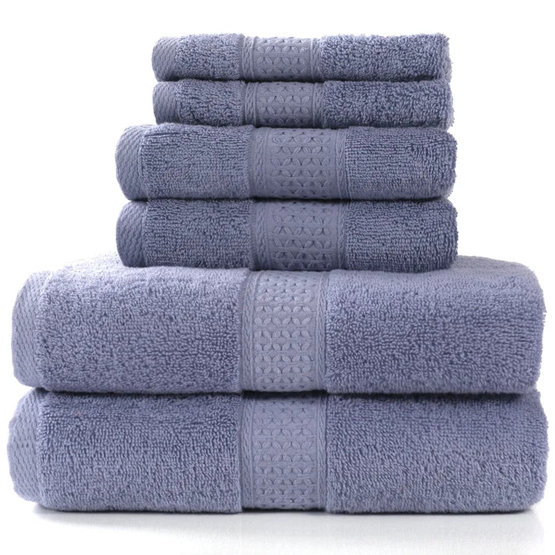 100% Turkish Cotton Quick-Dry Soft Woven Highly Absorbent Hotel Face Hand Bath Towel 6 Piece Gift Towel Set for Bathroom