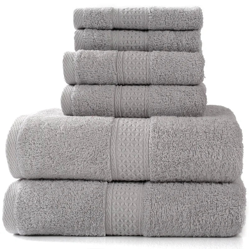 100% Turkish Cotton Quick-Dry Soft Woven Highly Absorbent Hotel Face Hand Bath Towel 6 Piece Gift Towel Set for Bathroom